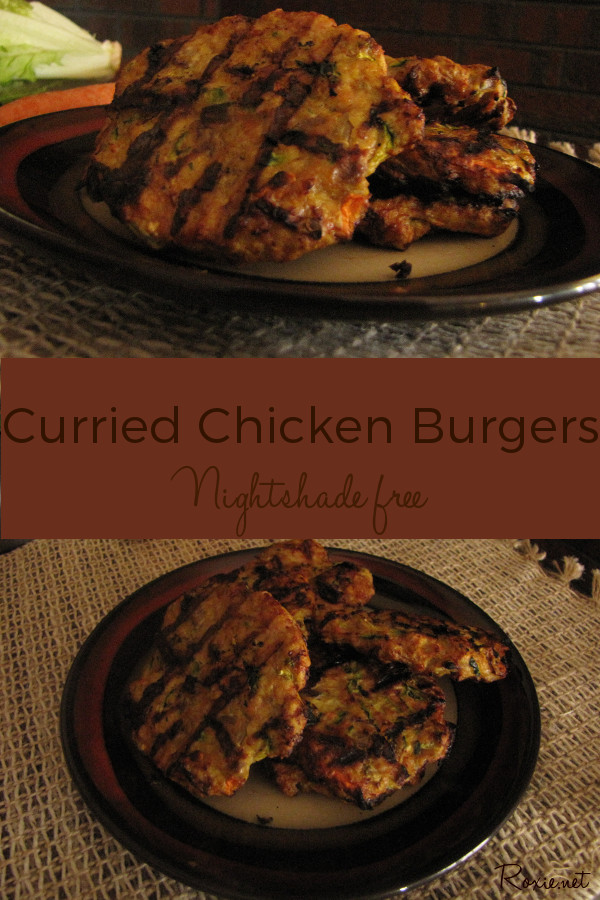 Curried Chicken Burgers, Nightshade Free, Gluten Free - Roxie.net